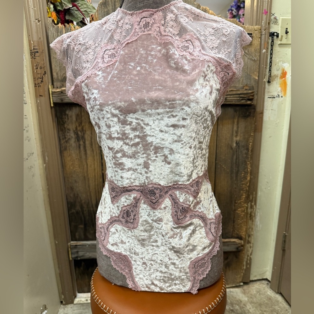 Victoria's Secret Pink and Gray Lace Top